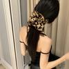 Cetim francês plissado leopardo intestino grosso anel de cabelo tendão de borracha amarrar cabeça high-end elegante fofo rabo de cavalo baixo acessórios para o cabelo