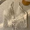 Estilo francês renda slim-fit alça alça alça exterior base top sexy decote em v laço linda parte traseira envolvente roupa íntima para mulheres