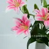 Flor Artificial de 3 Cabezas, Lirio de Seda de Tallo Único, Decoración para el Hogar, Flores para Bodas, Arreglo para Escena de Salón de Bodas, Arreglo de Flores de Piso