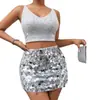 Primavera/Verão 2026 Comércio Exterior Transfronteiriço Amazon Moda Irregular com Lantejoulas Saia Ultra-Curta Conjunto para Festa Noturna Feminino