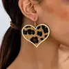 Moda Femenina Retro de Moda Chica Popular Estampado de Leopardo Otoño e Invierno Personalizados Corazón de Melocotón Versátiles Pendientes