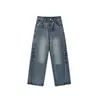 Stiwaup Primavera y Otoño Retro Americano Lavado Vibras Jeans de Moda para Mujer Pantalones Rectos Sueltos 009-lb025