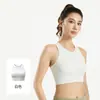 Sutiã Esportivo Patchwork com Textura TUTU para Mulheres Copas Fixas À Prova de Choque Costas Bonitas Fecho Frontal Top Colete para Yoga Fitness