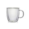 Taza para beber de doble capa de vidrio de borosilicato alto al por mayor resistente a altas temperaturas con asa para oficina y hogar, taza para café, jugo, leche