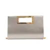 Bolsa de Festa Quadrada Dourada Feminina de Couro Patentê Verão 2026 Moda Grande Capacidade Armazenamento Bolsa com Corrente de Ombro