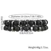 Pulsera Elástica de Piedra Volcánica Obsidiana Negra Cuentas Negras Moda Única Set de 2 Piezas para Hombres para Viajes y Vacaciones