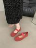 Zapatos Bajos Retro Pequeños Rojos Planos Zapatos de Hada 2024 Nuevos Verano Zapatos de Ballet con Falda Zapatos Mary Jane