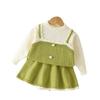 Vestido de malha infantil Bala primavera e outono, conjunto completo, novo, estiloso, de malha, moda feminina, duas peças