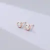 Pendientes de burbuja de diseño ins de nicho estilo coreano, pendientes geométricos minimalistas redondos con textura de circón de plata de ley S925 para mujer