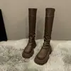 Chica Picante Nuevo Estilo Botas Largas para Mujer Plataforma Suela Gruesa Elásticas Adelgazantes para Personas Bajas Aumentadoras de Altura Adelgazantes Caña Alta Botas de Jinete Mujer de Moda