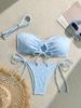 Nuevas Explosiones Bikini Europeo y Americano Bikini Color Sólido Tela de Toalla Blanco Sexy Tirantes Traje de Baño Dividido para Mujer
