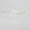 Nuevo Marco de Gafas Ovalado Simple de Acero Inoxidable Ultraligero Moderno y Artístico 6609 con Lentes de Prescripción Anti Luz Azul