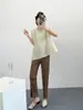 Top Irregular para Mujer, Diseño de Nicho de Alta Gama para Verano, Estilo Issey Miyake, Camiseta de Manga Corta Holgada Adelgazante Plisada de Alta Calidad