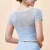Ropa de Yoga Deportiva de Manga Corta para Mujer Primavera y Verano Holgada Fitness Running Secado Rápido Camiseta de Manga Corta Traje Transpirable de Pilates