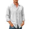 2023 Amazon Nova Camisa Masculina de Outono Lapela Cor Sólida Bolso Camisa Trespassada Masculina Top de Manga Longa Masculina