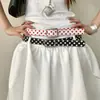 Cinturón con Estampado de Lunares y Bloques de Color Inspirado en el Diseño Y2K para Mujer, Accesorio de Alta Gama con Hebilla Metálica, Adecuado para Decoración de Vestidos