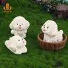 Perro bichón blanco lindo micro paisajismo en maceta paisajismo pequeño adornos cachorro decoración de consola central de coche accesorios diy