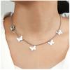 Collar de Cadena Clavicular con Colgante de Mariposa Anillo de Amor Colgante Oro Plata para Mujer Colgante de Hoja Hueca Venta al por Mayor