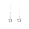 Aretes de Línea de Oreja de Flor Hueca Chapados en Plata con Diamantes Flash para Mujer Aguja de Plata 925 Lujo Ligero Accesorios de Oreja de Alta Gama Aretes Frescos y Dulces