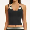 Chaleco Deportivo Retro Estampado Bloque de Color de Tirantes Espalda Descubierta Falso Dos Piezas Personalizado para Mujer Venta Directa de Fábrica 4549