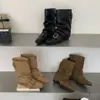 Elegantes botines cortos de tacón de cuña estilo coreano para mujer, nuevo estilo otoño 2026, con hebilla de cinturón y diseño sin cordones, botas de jinete