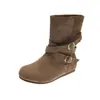 Botas femininas curtas retrô com aumento interno de altura, novidade outono e inverno 2026 estilo western slip-on botas Martin, botas curtas de bico redondo, botas plataforma estilo Birkenstock
