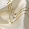Collar de Acero de Titanio Acero Inoxidable para Mujer, No se Desvanece, Circonita Engastada en Garras, Acero de Titanio Transfronterizo Chapado en Oro de 18K Collar No Desvanecible