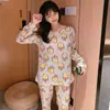 Nuevos Pijamas de Primavera y Otoño para Mujer, Pantalones de Manga Larga, Dibujos Animados Lindos, Casual y Cómodos, Ropa de Casa para Dormitorio de Estudiantes, Conjunto de Dos Piezas
