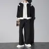 Novo Cardigã com Gola Lapela Outono e Inverno 2024 Tendência Masculina Estilo Hong Kong Casual Conjunto Esportivo Moda Masculina Corrida Conjunto de Duas Peças