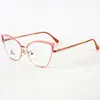 Montura de Gafas Metálica Estilo Cat-Eye Espejo Plano Ceja Miopía Diseño Hueco Simple Moda Negocios Hombres y Mujeres Gafas Anti-Luz Azul