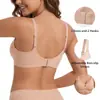 Sujetador de gel europeo y americano sin costuras, sin varillas, suave, cómodo, transpirable, con tirantes ajustables, escote pronunciado en V, lencería sexy y hermosa en la espalda