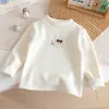 Camiseta Interior Gruesa Cálida Estilo Coreano Moderna con Estampado de Dibujos Animados Linda y Dulce para Bebé Niña de Jardín de Infancia con Forro de Felpa