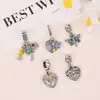 Atrapasueños Mariposa Estilo Bosque Aleación Esmalte Incrustado Diamante Morado Borla de Pluma Colgante Accesorios DIY Pulsera Cuentas Colgante