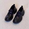 Zapatos de Cuero Pequeños con Velcro para Mujer, Mocasines Retro Slip-On de Estilo Británico, Zapatos de Plataforma con Suela Gruesa, Zapatos para Aumentar la Altura