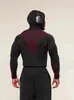 Camiseta Térmica de Manga Larga con Capucha para Hombre Gymshark Fitness Onyx5.0 Tiburón Musculoso Onyx Camiseta de Alta Elasticidad