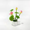 Planta de vaso de flor de lótus artificial, vaso de abacaxi decorativo, exibição e arranjo para casa, adereço de fotografia, planta de vaso de flor artificial