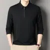 Nova Camisa Polo de Cor Sólida com Manga Longa Estilo Comércio Exterior para Homens, Roupa Casual Tendência para Homens de Meia-Idade, Top para o Dia a Dia do Pai para o Outono