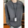 Camiseta blanca de manga larga para hombre, sudadera casual de otoño de corte holgado, top interior de talla grande para adolescentes
