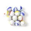 Miçangas de Vidro Florzinhas Três Flores Pétala Creme 16mm Vermelho Creme, Amarelo e Azul 1.6cm Porcelana Branca Leite Bolas Redondas Coloridas Florzinhas Três Flores