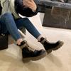 Botas Humo Forradas de Vellón de Cuero Genuino Suela Gruesa Aumentantes de Altura Adelgazantes Elásticas Botines Chelsea de Caña Media Punta Redonda para Mujer Primavera y Otoño Botas Individuales
