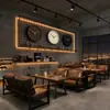 Cafetería, Taberna de Música Folclórica, Asientos en Cabina, Sofá, Salón de Té, Bar, Juego de Mesa y Sillas de Madera Maciza, Barra de Luz, Estilo Industrial, Restaurante de Barbacoa