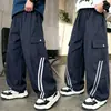 Overol para Niños Primavera y Otoño Pantalones Anchos Sueltos Niños Medianos y Grandes Pantalones Deportivos Casuales Pantalones Largos Modernos Geniales Azul Oscuro Gris Otoño