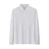 Amazon Camiseta Básica de Solapa para Hombre 2026 Nueva Primavera Color Sólido Casual de Negocios Camisa Polo Azul de Manga Larga