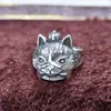 Nuevo Anillo de Joyería con Cabeza de Gato Piedra Distintiva Plata Tailandesa 925 Anillo Retro de Moda Chief Turquesa para Hombres y Mujeres