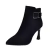 Botines cortos de ante para mujer petite, con tacones finos, nuevo estilo invierno 2026, versátiles y elegantes, botines estilo Martin de tacón alto y forrados