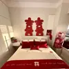 Set de Decoración de Habitación de Boda con Carácter Grande de Doble Felicidad, Decoraciones de Boda para la Habitación Nueva del Novio, Dormitorio de la Novia, Pared de Fondo de Tablero KT para Cabecera con Carácter de Doble Felicidad