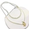 Plata S925 Mismo estilo que las celebridades de internet collar de perlas grises realmente muchas cuentas de concha de cáñamo nuevo diseño collar de doble capa de alta calidad para mujeres