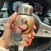 Taza Termo Gordita de Acero Inoxidable 304 Portátil para Exteriores con Bolsillo de Solapa y Anillo para Llevar Taza de Doble Pared al Vacío