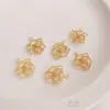 Pingente que Preserva a Cor Ouro 14K Preenchido Pingente de Rosa Cortado Curvo Ondulado Material Artesanal DIY Pingente para Brincos Pulseira