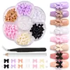Acessórios de Laço para Nail Art Transfronteiriços Pacote Misto Laços de Fita Coloridos 7 Compartimentos Pérolas Semicírculo Decoração de Unhas DIY